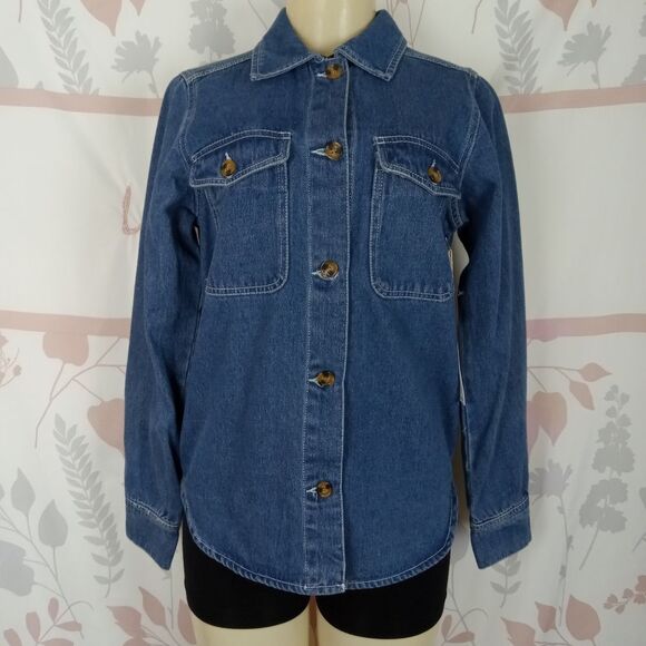 Cavalini denim collection button down shirt size Small - Picture 1 of 10